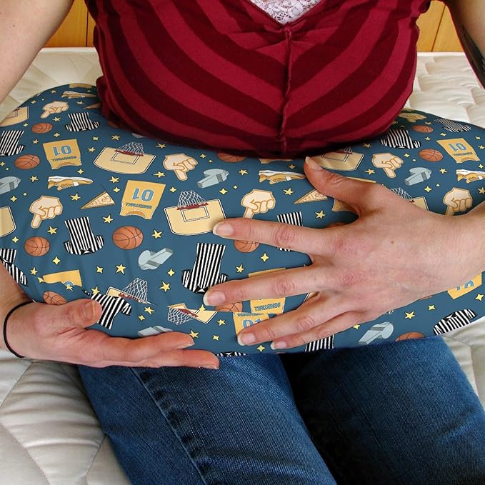 Basketballs Baby Nursing Pillow Covers for Boy Girl Basketballs Fan Stars Suits Nursery Pillowcase for Breastfeeding Pillows Outdoor Sports Lovers Gift Soft Stretchy Slipcover for Newborn Infant