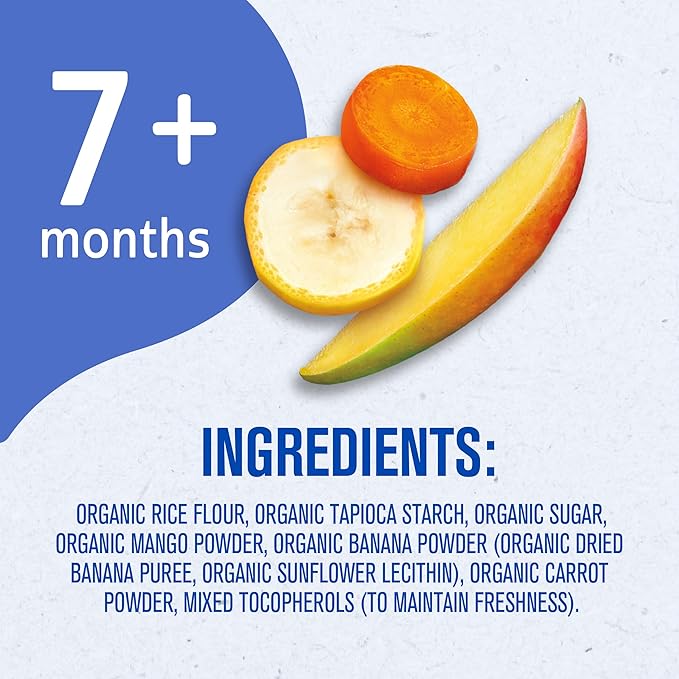 Gerber Organic Teethers Gentle Teething Wafers, Mango Banana Carrot 1 Count (Pack of 4)