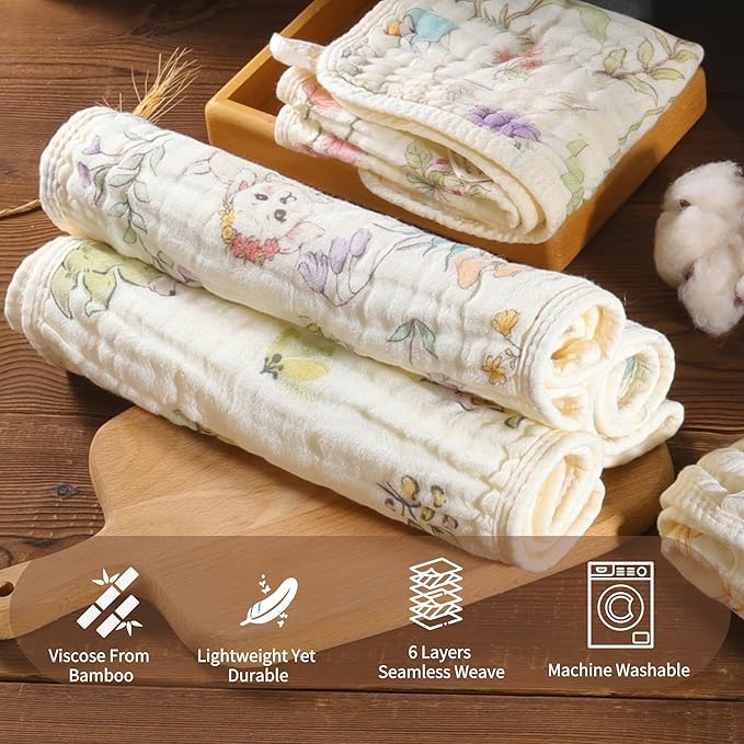Ultra-Soft & Absorbent Muslin Baby Burp Cloths - 6-Pack, 20x10 Inches - Ideal for Gentle Burping Sessions with Baby Boys & Girls, Unisex Design, Perfect