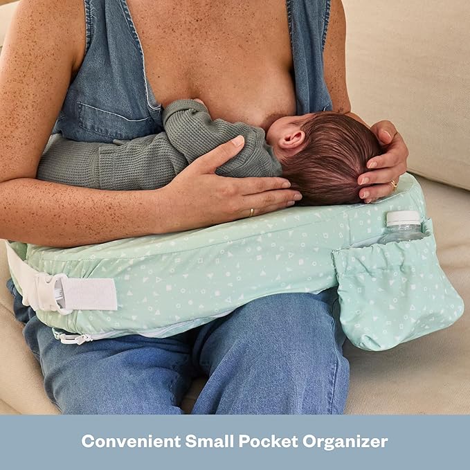 My Brest Friend Original Nursing Pillow Cover - Slipcovers for Baby - Adjustable Fit, Easy Care, Durable - Original Nursing Pillow Not Included, Minty Geo