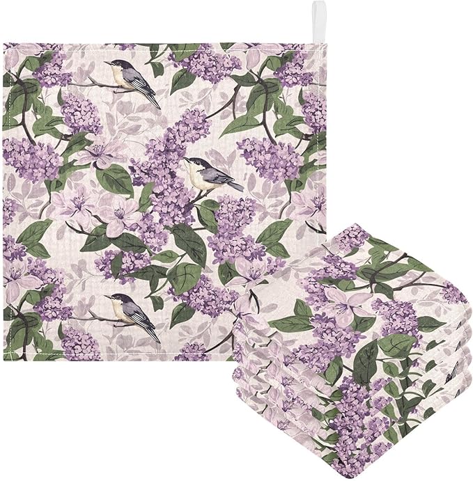vvfelixl Bloom Lilac Magno Baby Burp Cloths Baby Muslin Washcloths for Boys Girls Cotton Babys Face Towel for Newborn Infants Soft and Absorbent 11.8 X 11.8 in, 5 Pack