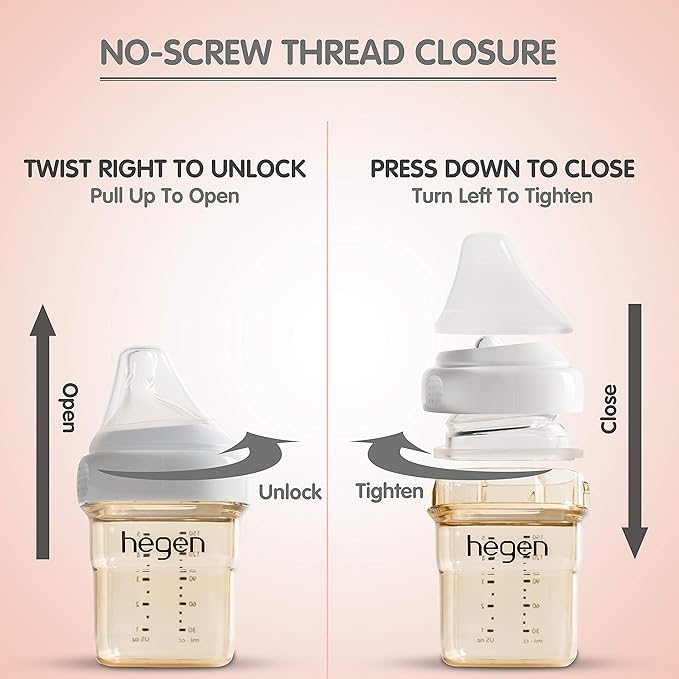 hegen Baby Bottles - Anti Colic Baby Bottles Wide Neck - Breastfeeding System 5 oz with Slow Flow Teats