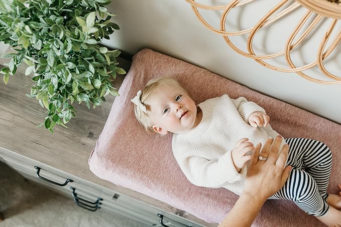 Copper Pearl Premium Knit Changing Pad Cover Soft, Stylish, and Universal Fit for All Standard Diaper Changing Pads, Trendy Design Changing Pad Covers, Maeve