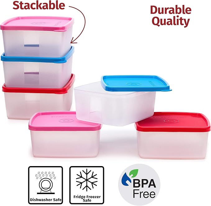 SIGNORA WARE Condiment Containers with Lids- 6 pk. 17 oz.Salad Dressing to go Small Food Storage Containers- Sauce Cups Leak proof Reusable Plastic BPA free for Lunch Box Picnic Travel