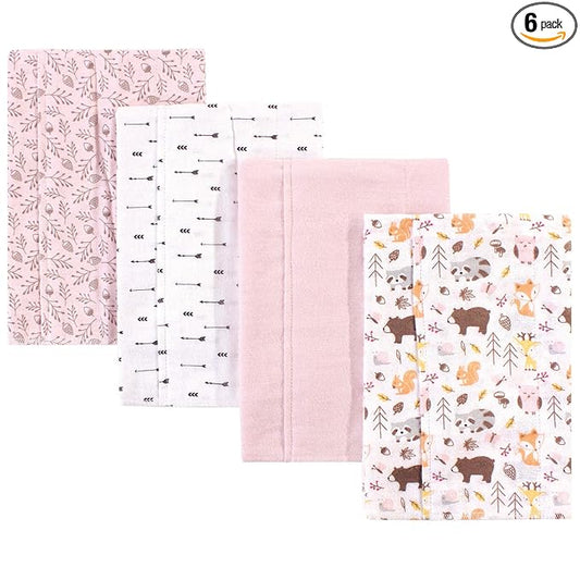 Hudson Baby Unisex Baby Cotton Flannel Burp Cloths, Girl Pinecone, One Size