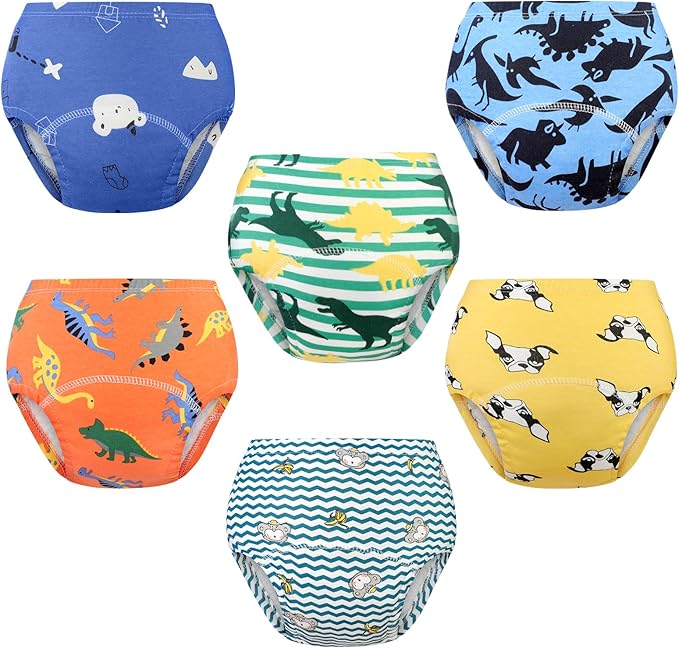 Baby Cotton Training Pants 6 Packs Toilet Training Underpants Absorbent Toddler Potty Training Underwear 2T-5T