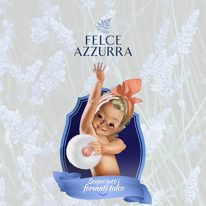 Felce Azzurra Classico Body Powder in Bag - Natural Pure Talcum Powder - No Preservatives or Dyes - Dermatologically Tested - Pack of 12 (12 x 100 g)