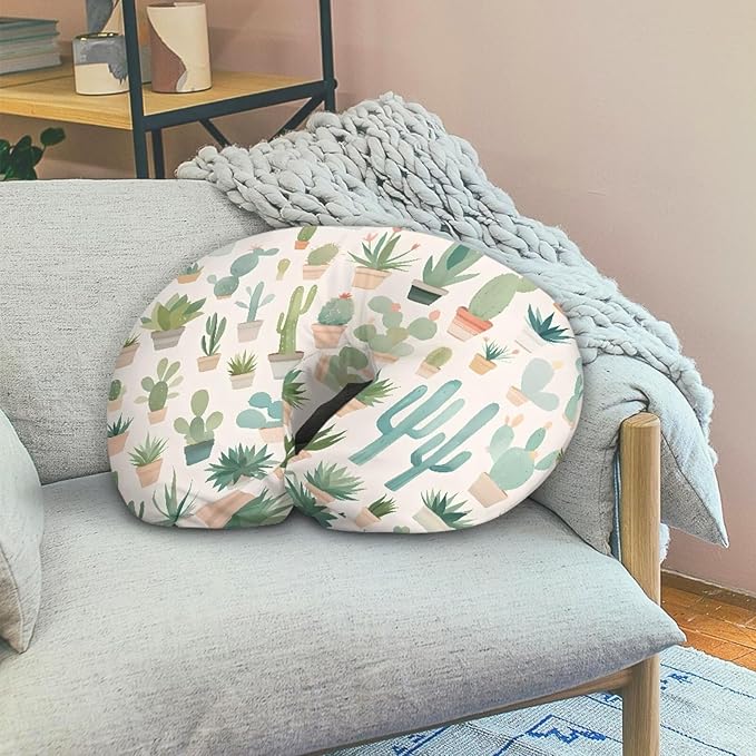 Cactus Pattern Pillow Cover for Infant Snug Stain Resistant Neutral Breastfeeding Pillow Cover Easy to Clean Soft Custom Gifts for Toddler Infant