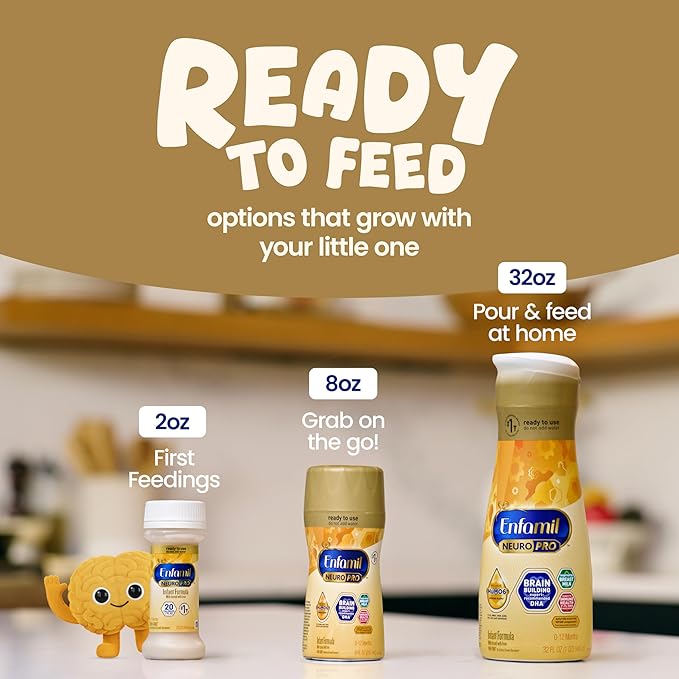 Enfamil NeuroPro Ready to Feed Baby Formula, Ready to Use, Brain and Immune Support with DHA, Iron and Prebiotics, Non-GMO, 8 Fl Oz, 6 count (Pack of 4), Total 24 bottles