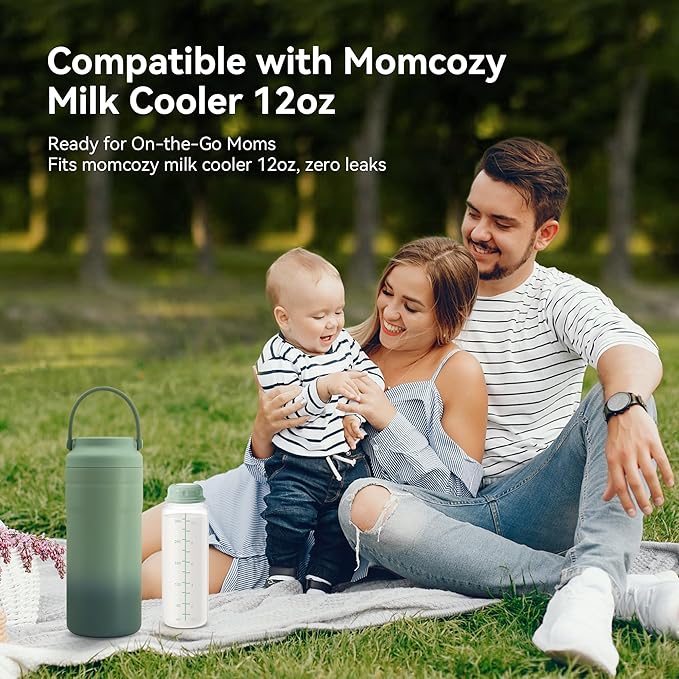 11oz Breastmilk Storage Bottles, Compatible with Momcozy Milk Cooler 12oz, Narrow Neck Baby Bottles, BPA-Free & Leakproof, Must-Have Breastfeeding Essentials, 2PCS