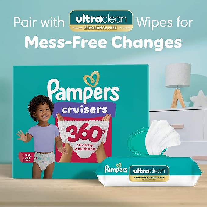 Pampers Cruisers 360 Diapers - Size 3, 26 Count, Pull-On Disposable Baby Diapers, Gap-Free Fit