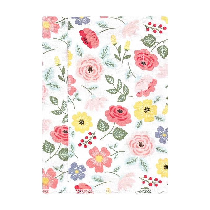 Hudson Baby Unisex Baby Cotton Flannel Burp Cloths, Modern Botanical 4 Pack, One Size