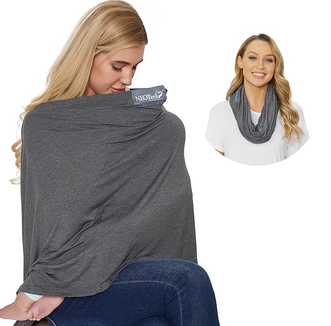 NeoTech Care Baby Nursing Cover Breastfeeding Scarf | Soft Fabric (Gray)