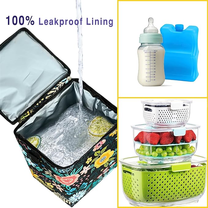 Breastmilk Cooler Bag with Ice Pack Fits 4 Baby Bottles Up To 9 Ounce Insulated Baby Bottle Bag Breast Milk Cooler on the Go with Strap Cooler Bag for Nursing Mom Daycare or Travel