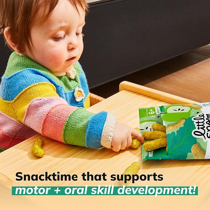 Little Spoon Kale Apple Meltable Baby Puffs, Organic Corn Quinoa Sorghum, No Rice, No Added Sugar Snacks, Encourages Self-Feeding, 1 Oz Bag, 4 Pack