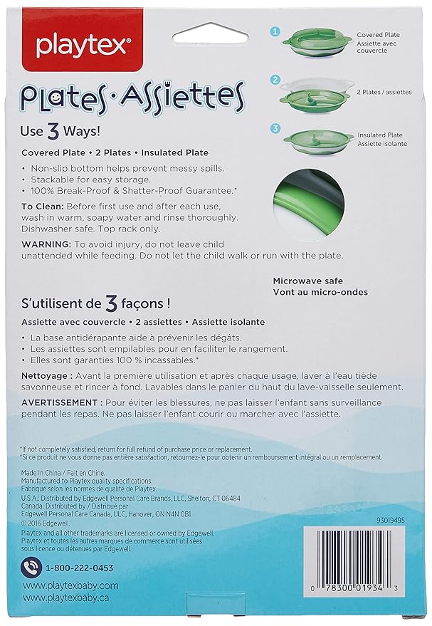 Playtex Mealtime Use 3 Ways (Colors May Vary), Plate