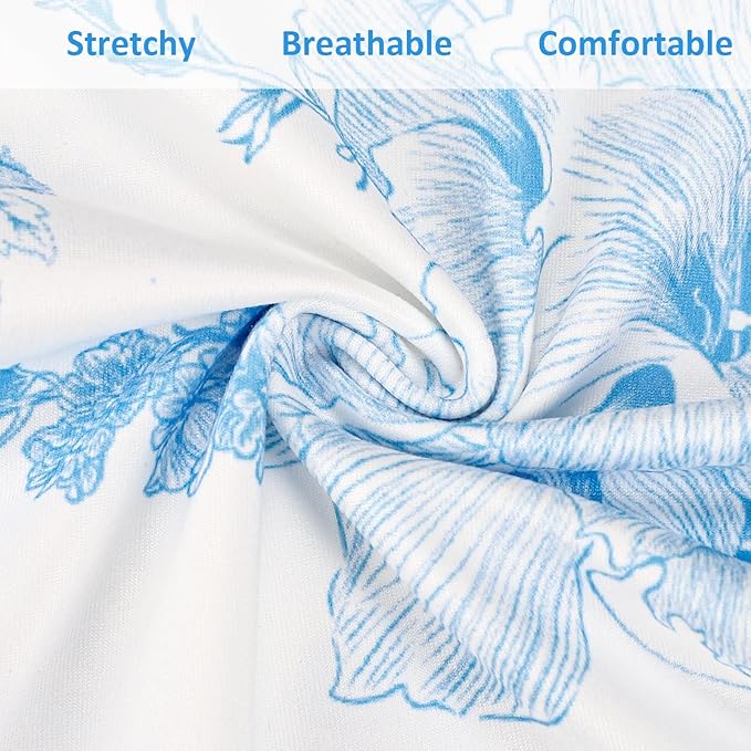 DILIMI Nursing Pillow Cover, Removable Ruffled Pillowcase for Breastfeeding Pillows, Ultra Soft Comfortable Slipcover for Baby Girl and Boy, Blue Floral
