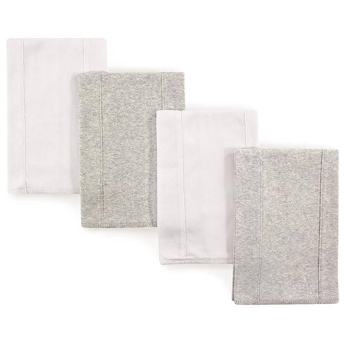 Touched by Nature Unisex Baby Organic Cotton Burp Cloths, White Gray, One Size