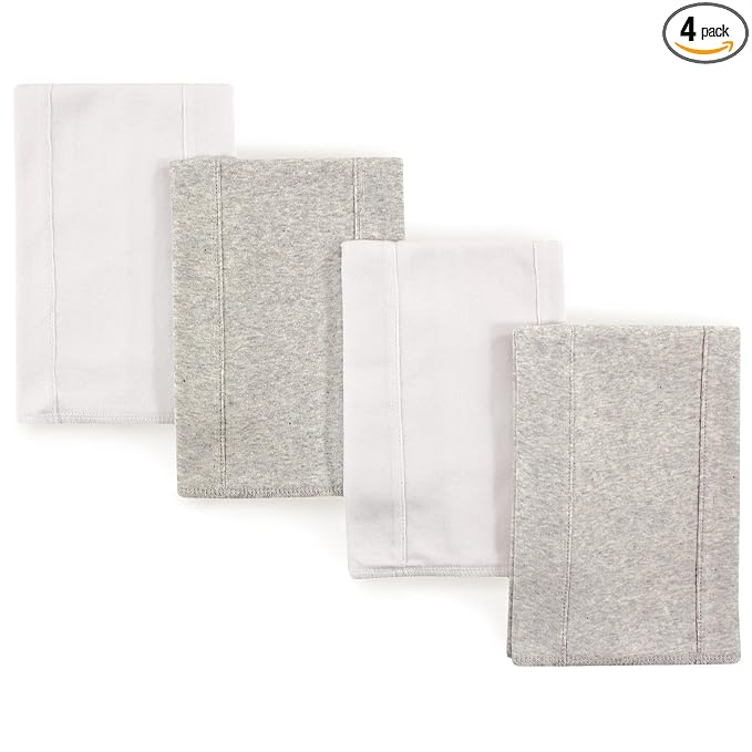 Touched by Nature Unisex Baby Organic Cotton Burp Cloths, White Gray, One Size