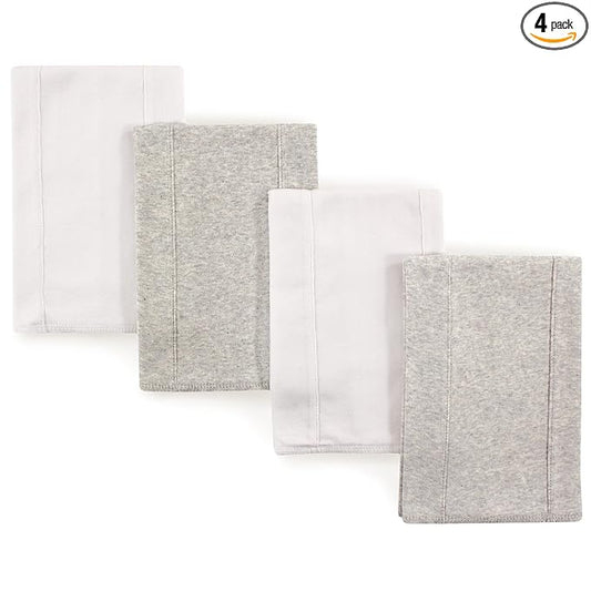 Touched by Nature Unisex Baby Organic Cotton Burp Cloths, White Gray, One Size