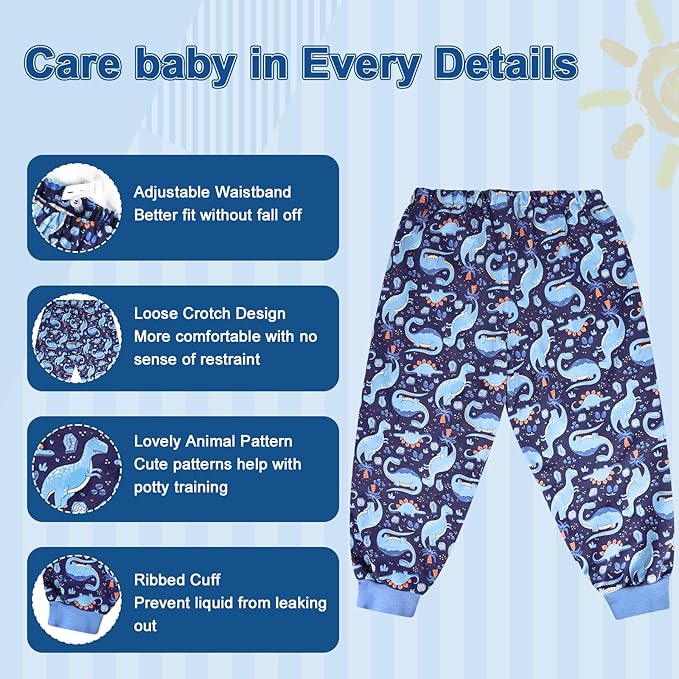 MOEMOE BABY Leakproof Diaper Pants for Potty Training Overnight Diaper Short for Toddler Boys and Girls 2 Packs