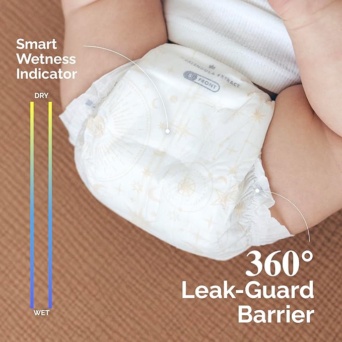 Hoppi Baby Diapers Size 3 (14-24 Lbs), Tape Style Disposable | Ultra Absorbent Overnight Leak Protection for Heavy Wetters | Hypoallergenic, Unscented, Chlorine-Free, Soft Fit, 44 Count