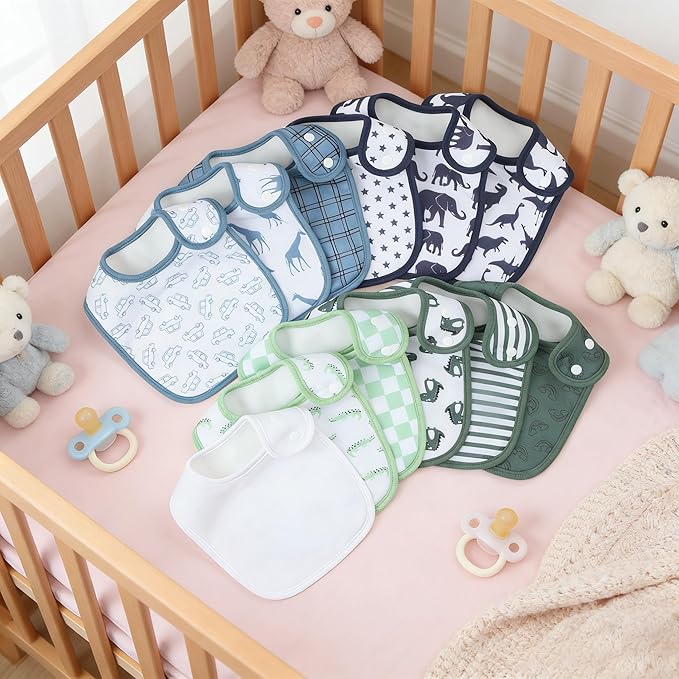 Baby Bibs Soft and Absorbent Organic Cotton Bandana Drool Bibs Set for Boys Girls Newborn 0-36 Months