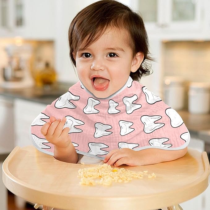 Cute Dental Teeth Burp Cloths Baby Boys Girls Absorbent Soft Cotton Burping Cloths Rags, 1 Pack
