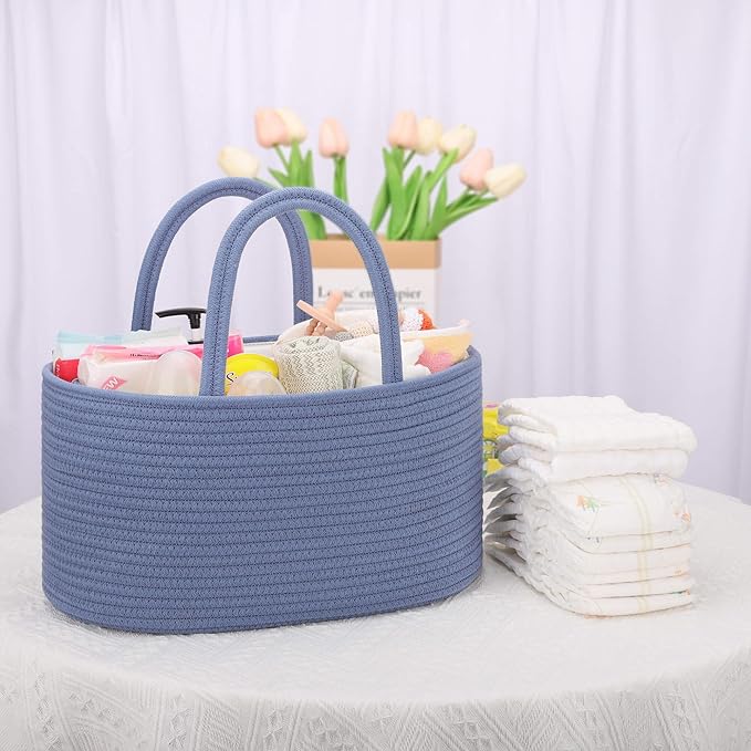 COMSE Baby Diaper Caddy Organizer, Car Caddy, Diaper Change Organizer, Gift Baskets Empty, Portable Tote Bag with Divider, Baby Shower Gifts Newborn Essentials Registry Must Have, Folkstone Gray