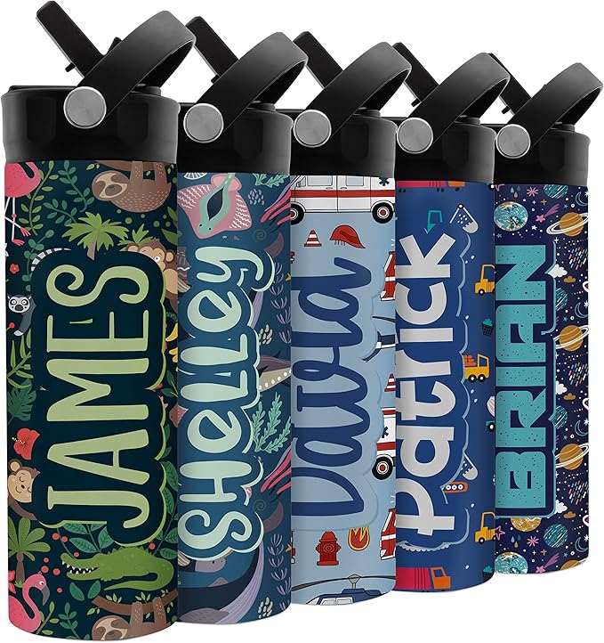 Personalized Water Bottle for Kids - 20 oz - 14 Design Options, Custom Water Bottle for Children - End of School Year Gifts, Back to School Gifts - BPA FREE, Double-Wall Insulation - Zoo