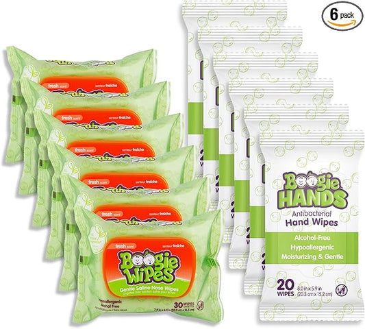 Boogie Best of Wipes Bundle, Buy More Save More, Pack of 6 Wipes Fresh Scent and Hands Sanitizing Wipes Bundle