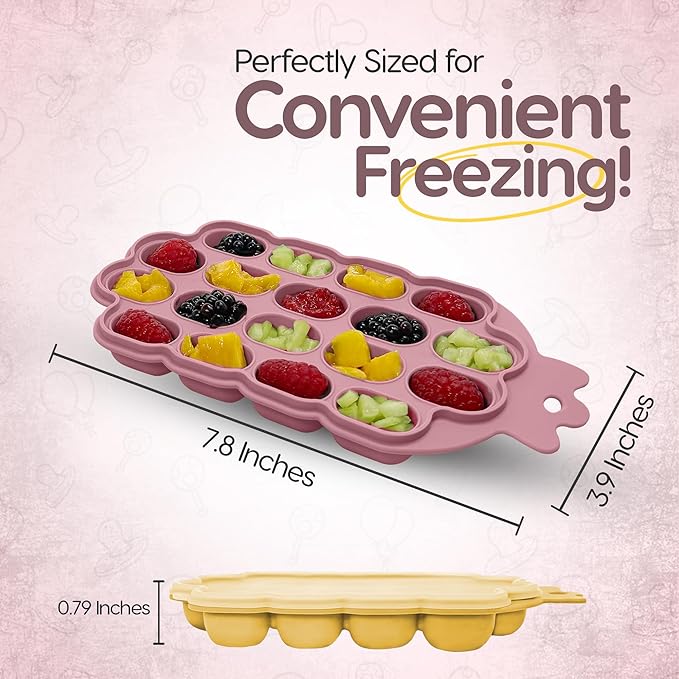 O’doe Baby Food Freezer Trays | BPA-Free, Food-Grade Silicone Freezer Molds with 2 Trays(18 Holes) | Silicone Freezer Trays with Lid and Baby Food Freezer Tray for Baby Food Storage Containers Freezer