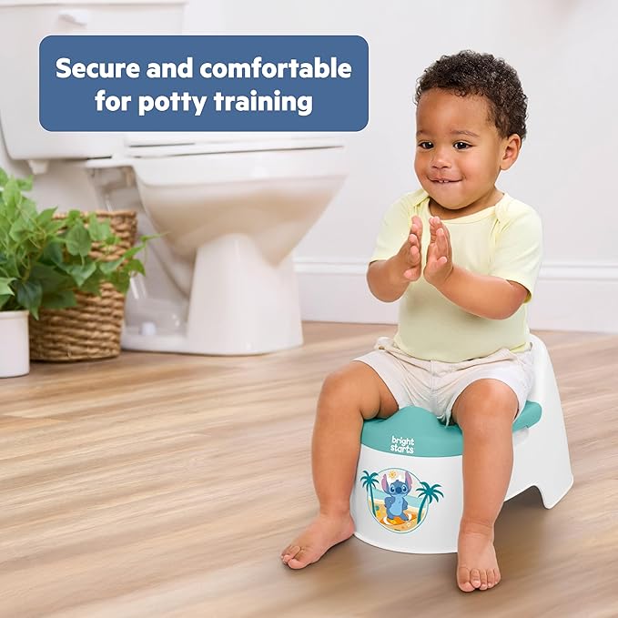 Bright Starts Disney Stitch Full Comfort Potty Training Toilet, Easy Clean Removable Bowl, Splash Guard, High Back for Comfort & Stability, Toddlers up to 50 lbs
