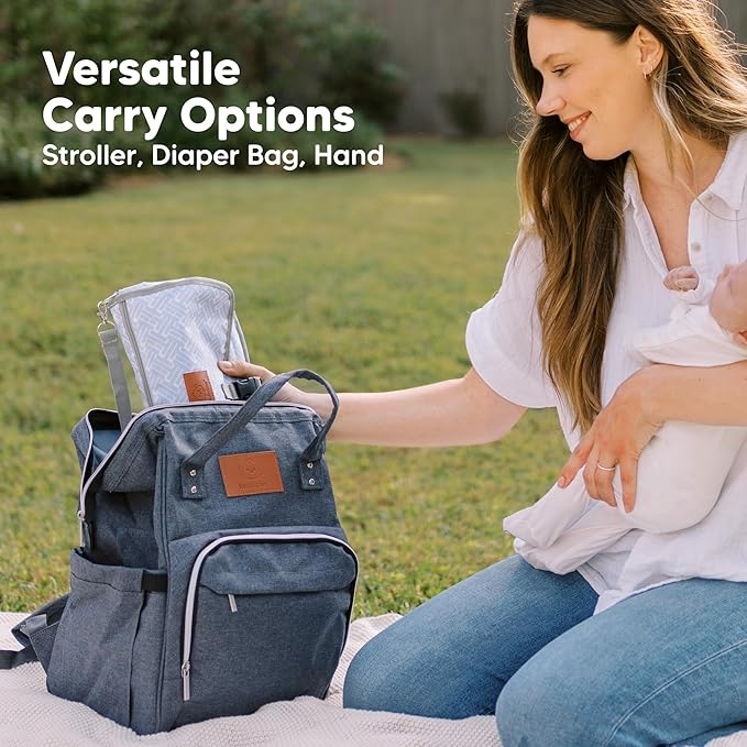 KeaBabies Portable Diaper Changing Pad, Travel, Car - Large Waterproof Baby Changing Mat, Wipeable, Padded, On The Go Travel Diaper Clutch Bag, Easy to Use Pockets for Newborn Essentials (Gray Mod)
