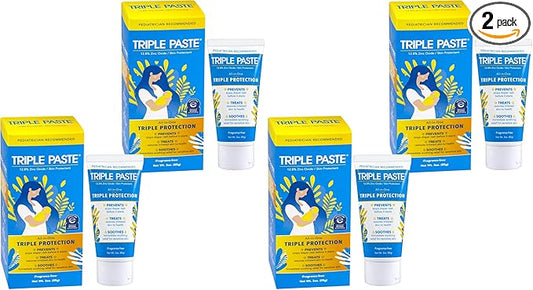 Triple Paste Diaper Rash Cream for Baby,3 Oz,Zinc Oxide Ointment Treats,Soothes & Prevents Diaper Rash,Pediatrician-Recommended & Hypoallergenic,Baby Essentials for Daily-& Overnight,(Pack of 4)