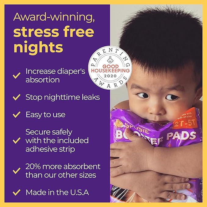 Sposie Diaper Booster Pads with Adhesive, fits Diaper Sizes 2T-5T, Baby Diaper Pads Inserts Overnight, Diaper Liners for Nighttime Diapers, Overnight Diapers, 28 ct/