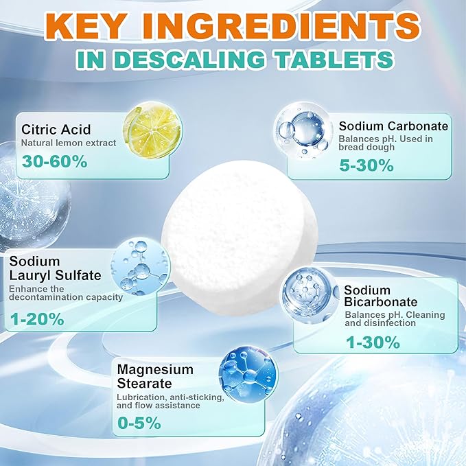 Descaling Tablets for Baby Bottle Warmer & Cleaner,30 Count-Removes Milk Residue & Limescale Buildup from Bottle Washers,Warmers & Other Appliances,Compatible with Major Brands