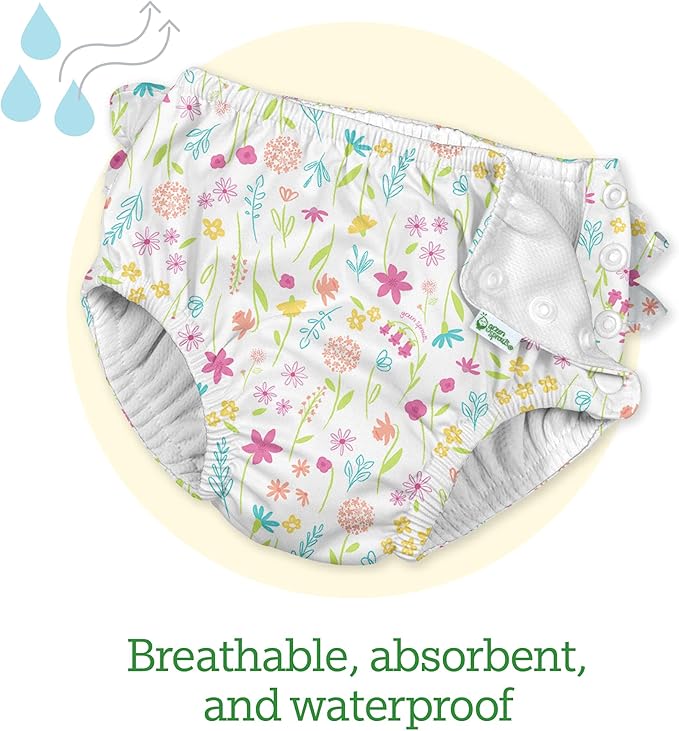 i play. by green sprouts baby-girls Ruffle Snap Reusable Absorbent Swimsuit Diaper
