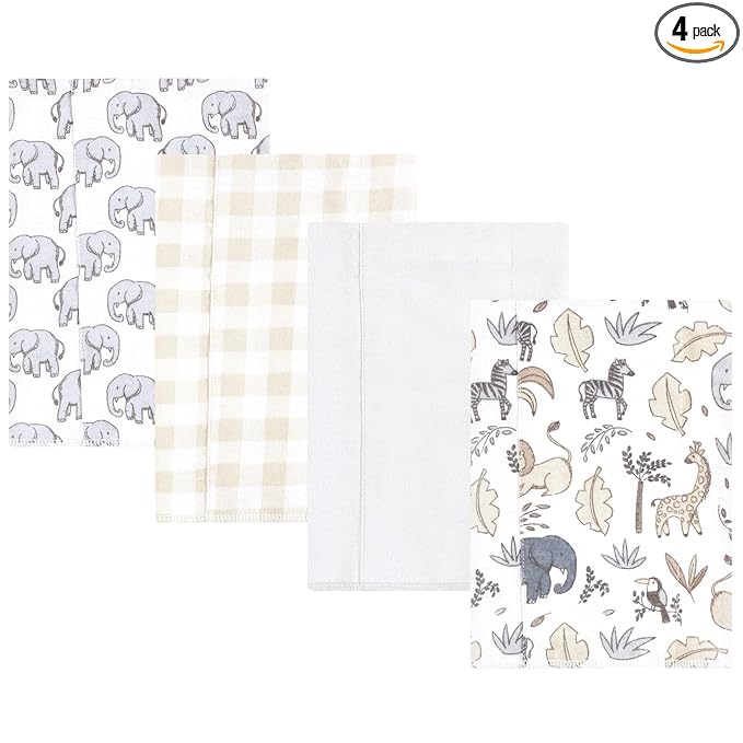 Hudson Baby Unisex Baby Cotton Flannel Burp Cloths, Neutral Safari, One Size