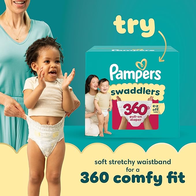 Pampers Swaddlers Disposable Baby Diapers Size 1, 198 Count with Sensitive Water Based Baby Wipes 12 Flip-Top Packs (1008 Wipes Total)