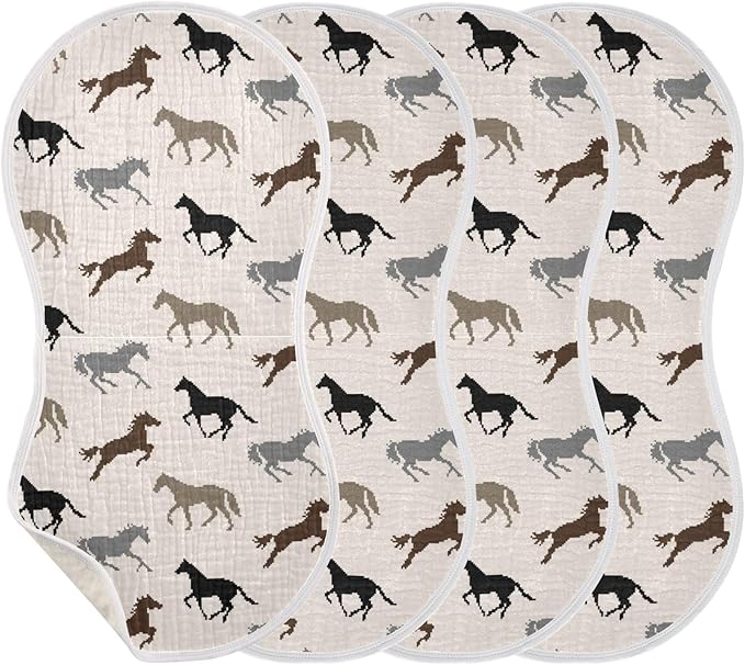 vvfelixl Pixel Horse Burp Cloths for Baby Boy Girls Baby Washcloths Burp Rags 1 Pack