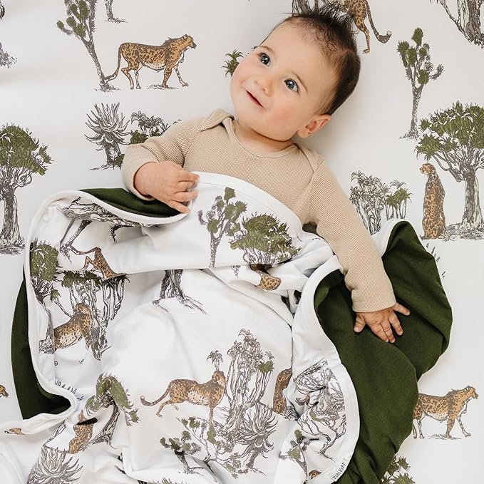 Pobibaby - 2 Pack Premium Fitted Baby Girl Crib Sheets for Standard Crib Mattress - Ultra-Soft Cotton Blend, Safe and Snug, and Stylish Floral Crib Sheet (Safari)