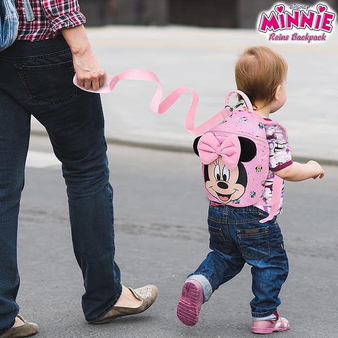 Disney Minnie Mouse Backpack with Toddler Safety Harness for Girls Daycare Bag Backpack with Leash Preschool Outdoor Travel Gifts