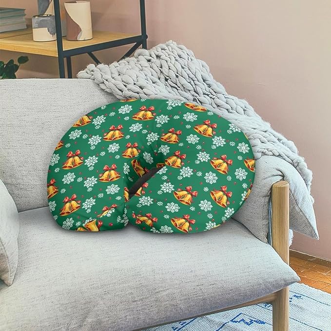 Nursing Pillow Cover Slipcover Xmas Bell and Snowflake Maternity Breastfeeding Newborn Infant Feeding Cushion Cover Breathable Breastfeeding Cover for Nursing Pillow