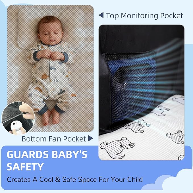 Blackout Tent for Pack and Play, Portable Baby Sleep Pod with 1-Click Set Up, Block 95% Light Breathable Baby Travel Crib Canopy Tent for Babies and Toddlers