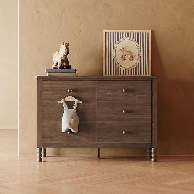 Storkcraft Rio 6 Drawer Dresser (Hazelnut) – GREENGUARD Gold Certified, Wood Dresser for Bedroom, Kids & Nursery Storage Chest, Safety Interlocking Drawers, Pre-Installed Tracks, Kids Chest