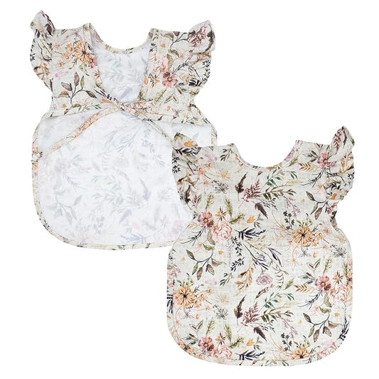 BapronBaby Flutter Delilah Floral Bapron - No Neck Tie Safer Bib for Baby & Toddler - Soft Waterproof Stain Resistant - Machine Washable - Sz Baby/Toddler 6m-3T