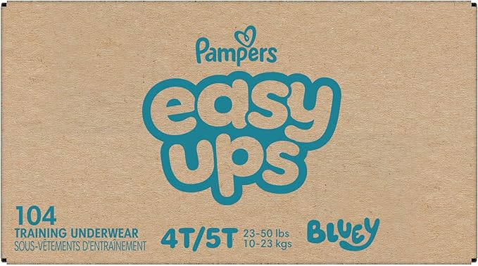 Pampers Training Pants - Easy Ups Boys & Girls Bluey - Size 4T-5T, 104 Count, Children's Potty Underwear (Packaging May Vary)