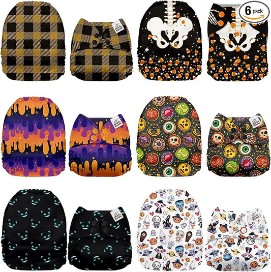 Mama Koala 1.0 Cloth Diapers for Babies, 6 Pack Pocket Shell Only (NO Inserts) - One Size Washable and Reusable Pocket Diapers for Newborns and Toddlers - 160005