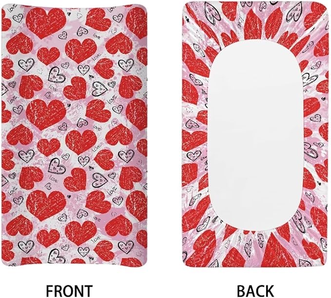 Love Valentine Changing Table Cover Durable Baby Changing Pad Cover Stain Resistant Universal Tray Table Mat Waterproof Cozy Table Sheets Valentine Decor